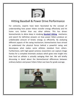 Hitting Baseball & Power Drive Performance (1)
