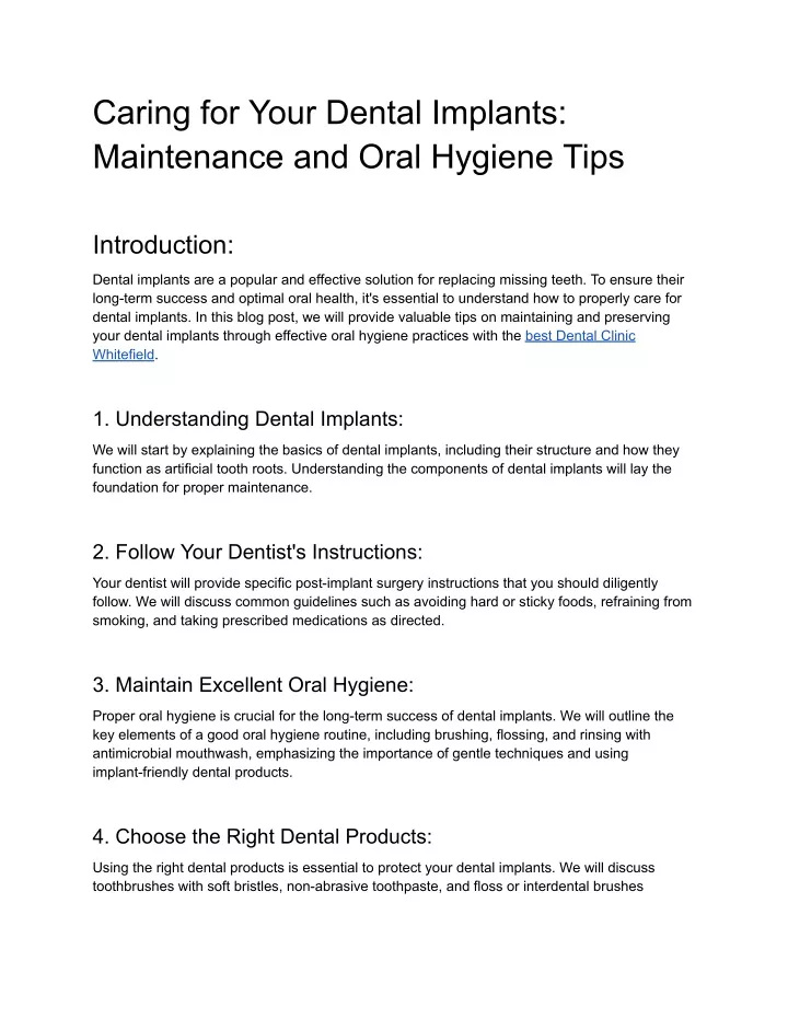 caring for your dental implants maintenance