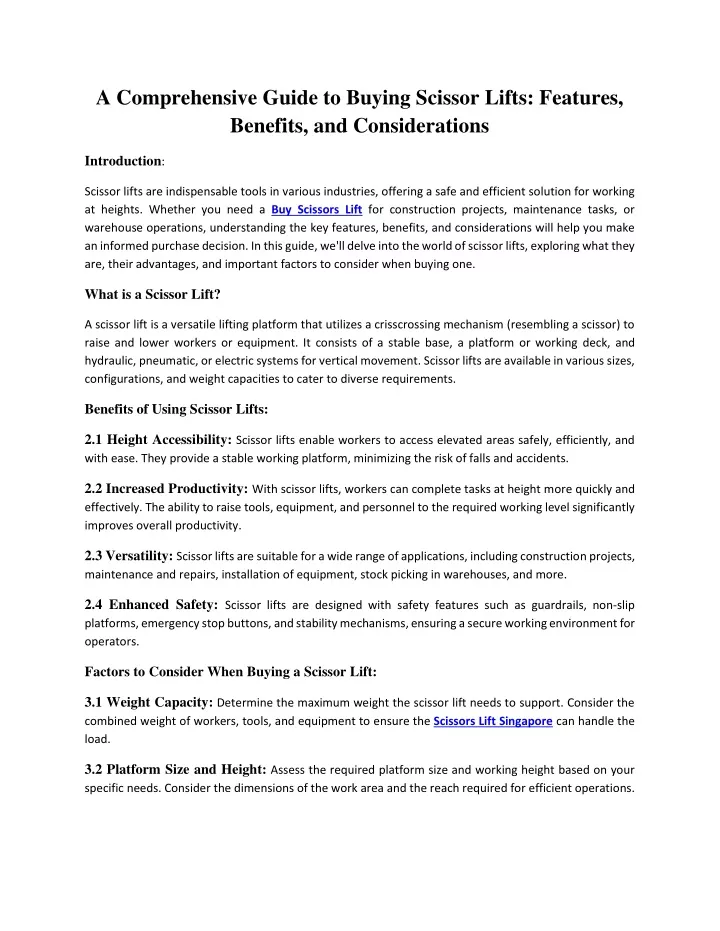 a comprehensive guide to buying scissor lifts