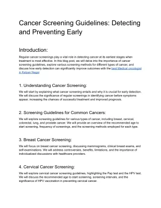 cancer screening guidelines detecting