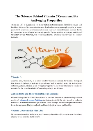 The Science Behind Vitamin C Cream and its Anti-Aging Properties