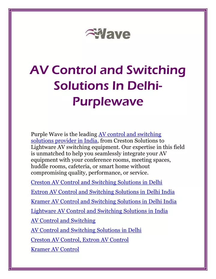 av control and switching solutions in delhi
