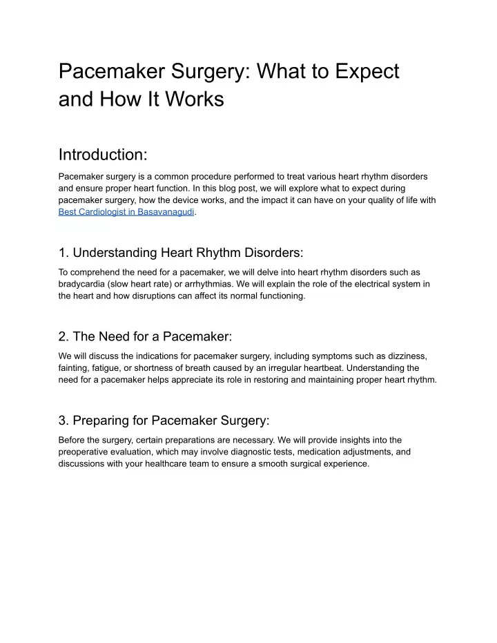 pacemaker surgery what to expect and how it works