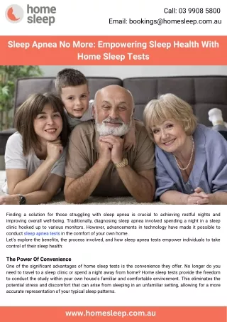 Sleep Apnea No More Empowering Sleep Health With Home Sleep Tests
