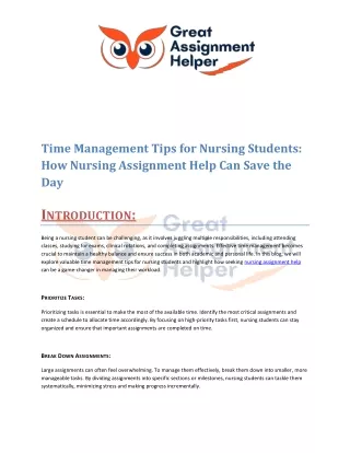 How Nursing Assignment Help Can Save the Day