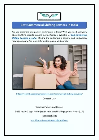 Best Commercial Shifting Services in India