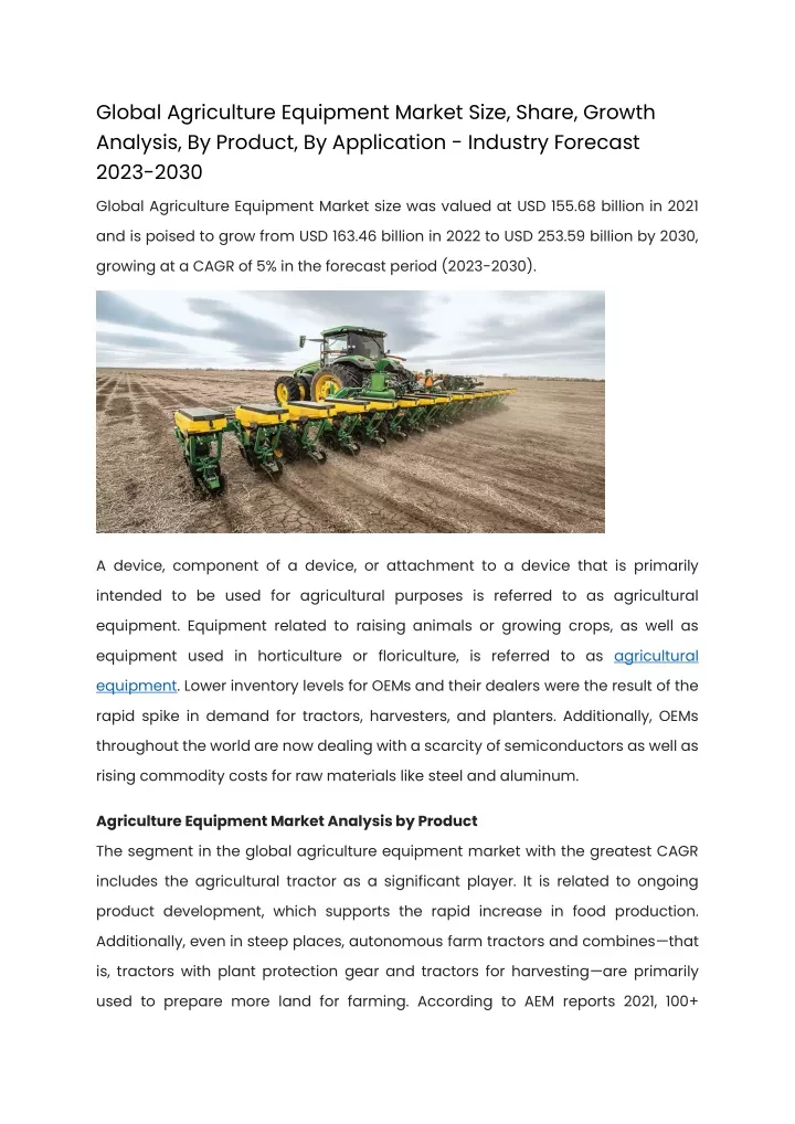 global agriculture equipment market size share
