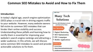 Common SEO Mistakes to Avoid and How to fix them.