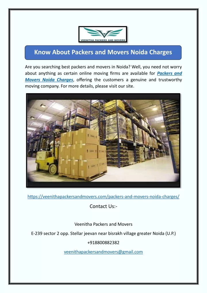 know about packers and movers noida charges