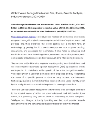 global voice recognition market size share growth