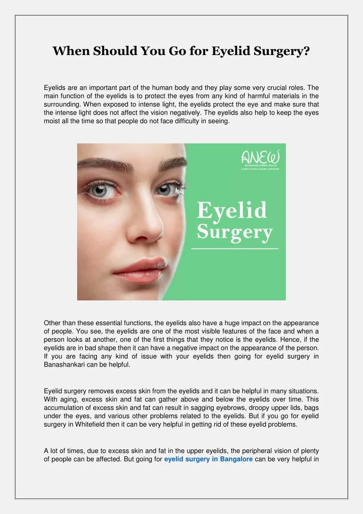 when should you go for eyelid surgery