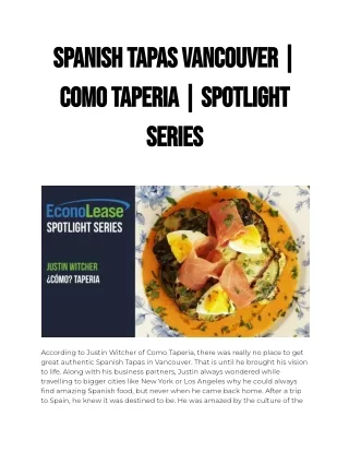 Spanish Tapas Vancouver _ Como Taperia _ Spotlight Series