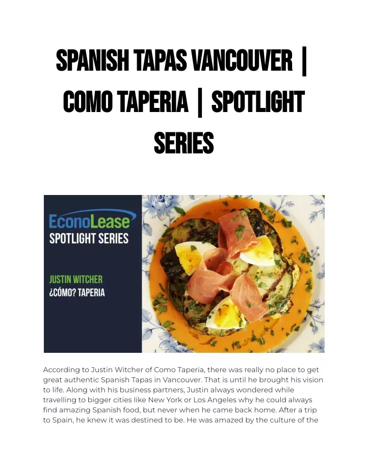 spanishtapasvancouver comotaperia spotlight series