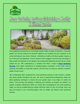 Home Gardening Services - Maintaining a Healthy & Vibrant Garden