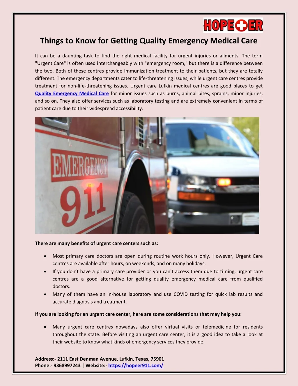 PPT - Things to Know for Getting Quality Emergency Medical Care ...