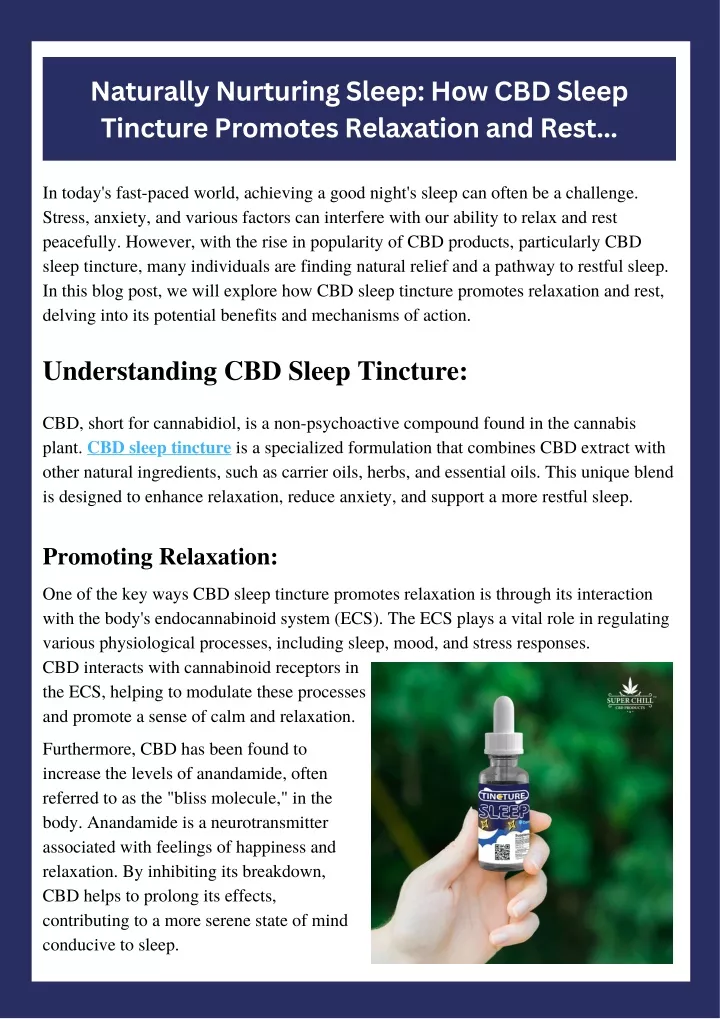 PPT - Naturally Nurturing Sleep How CBD Sleep Tincture Promotes ...