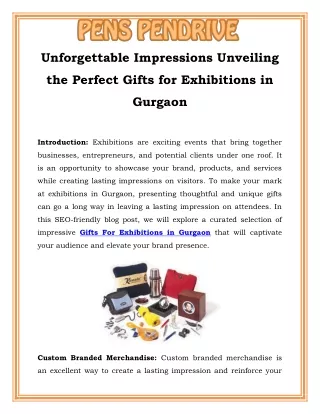 Unforgettable Impressions Unveiling the Perfect Gifts for Exhibitions in Gurgaon