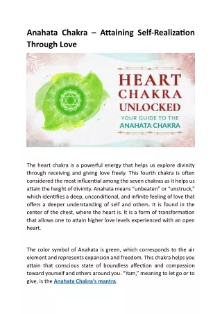 anahata chakra attaining self realization through