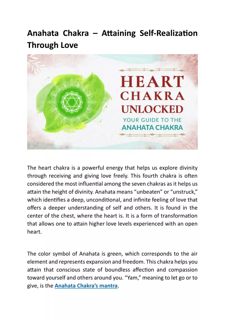 anahata chakra attaining self realization through