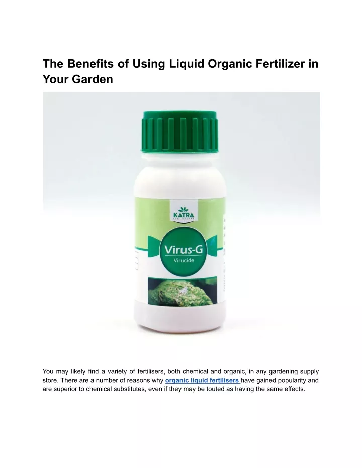 the benefits of using liquid organic fertilizer