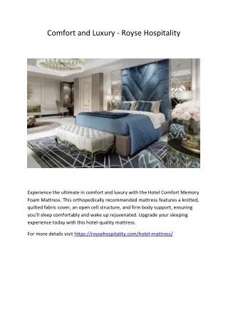 Comfort and Luxury - Royse Hospitality
