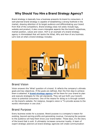 Why Should You Hire a Brand Strategy Agency