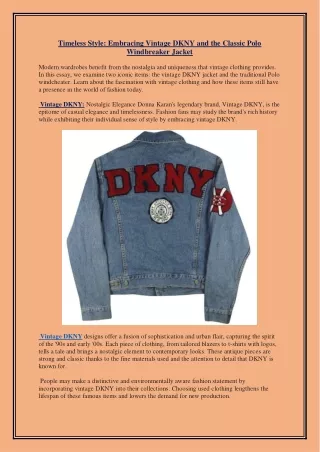 Timeless Style Embracing Vintage DKNY and the Classic Polo Windbreaker Jacket