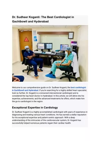 Best Heart Specialist in Hyderabad _ Dr Sudheer Koganti