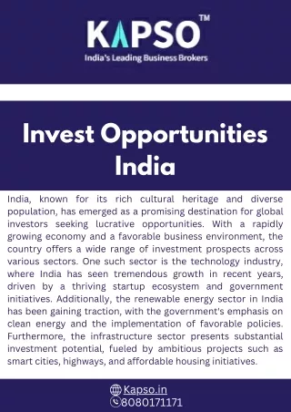 Invest Opportunities India