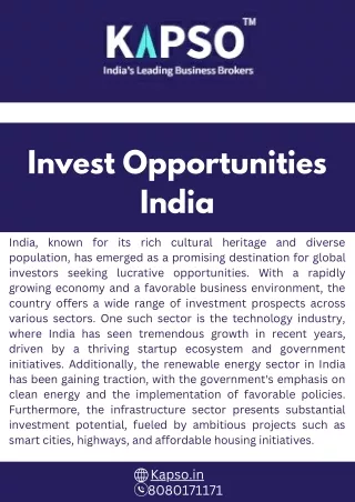 invest opportunities india