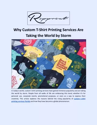 Why Custom T-Shirt Printing Services Are Taking the World by Storm