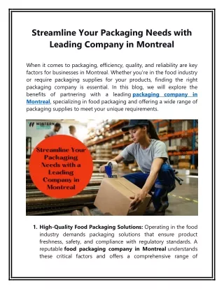 Streamline Your Packaging Needs with a Leading Company in Montreal