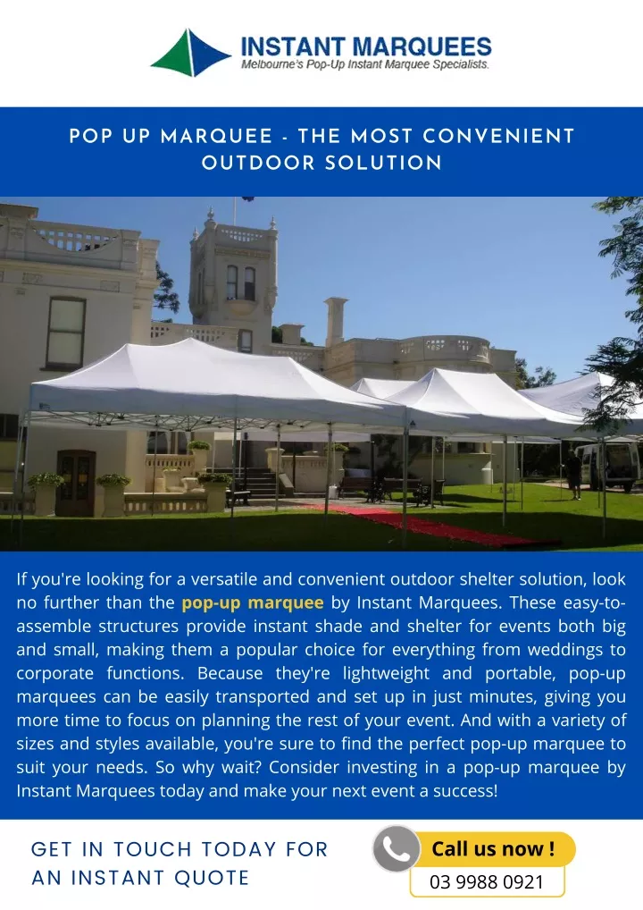 pop up marquee the most convenient outdoor
