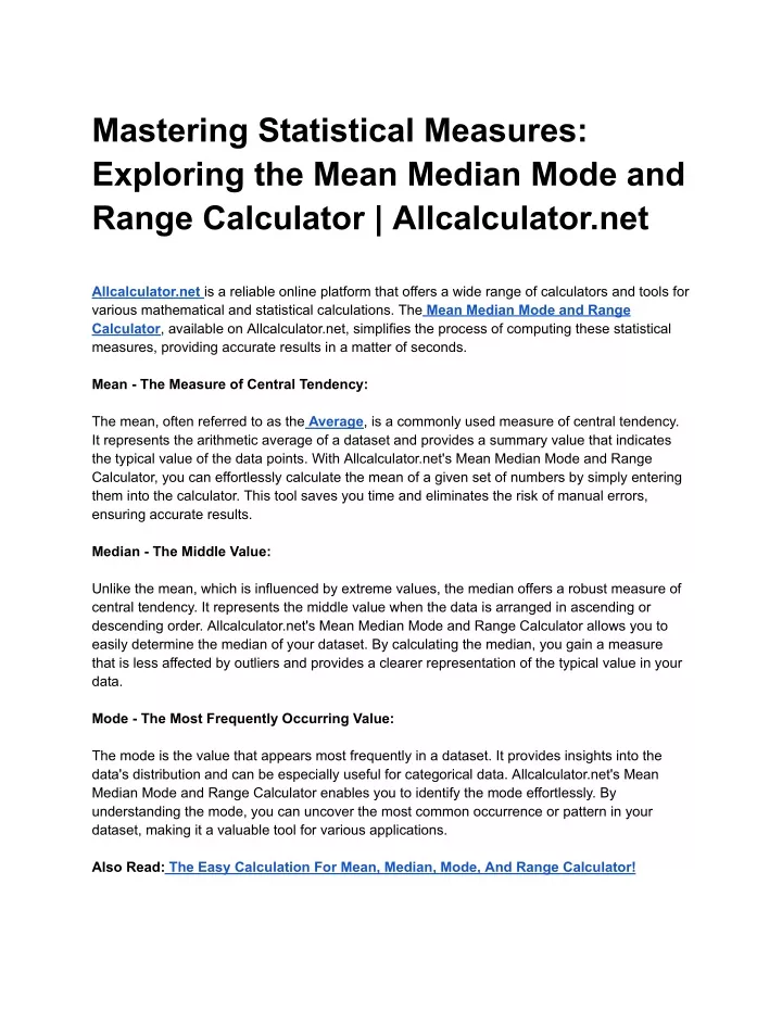 mastering statistical measures exploring the mean