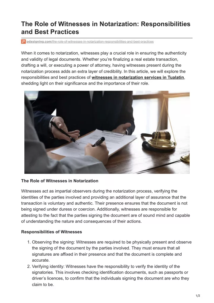 the role of witnesses in notarization