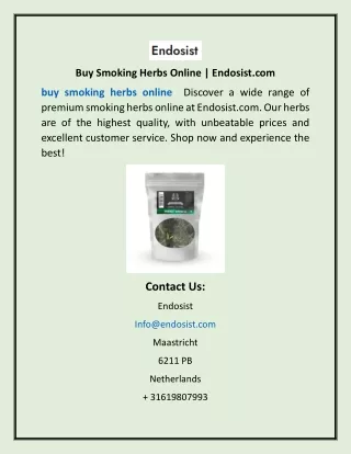 Buy Smoking Herbs Online | Endosist.com