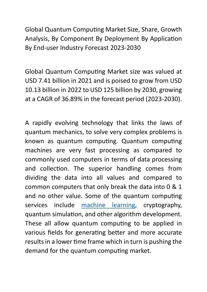 global quantum computing market size share growth
