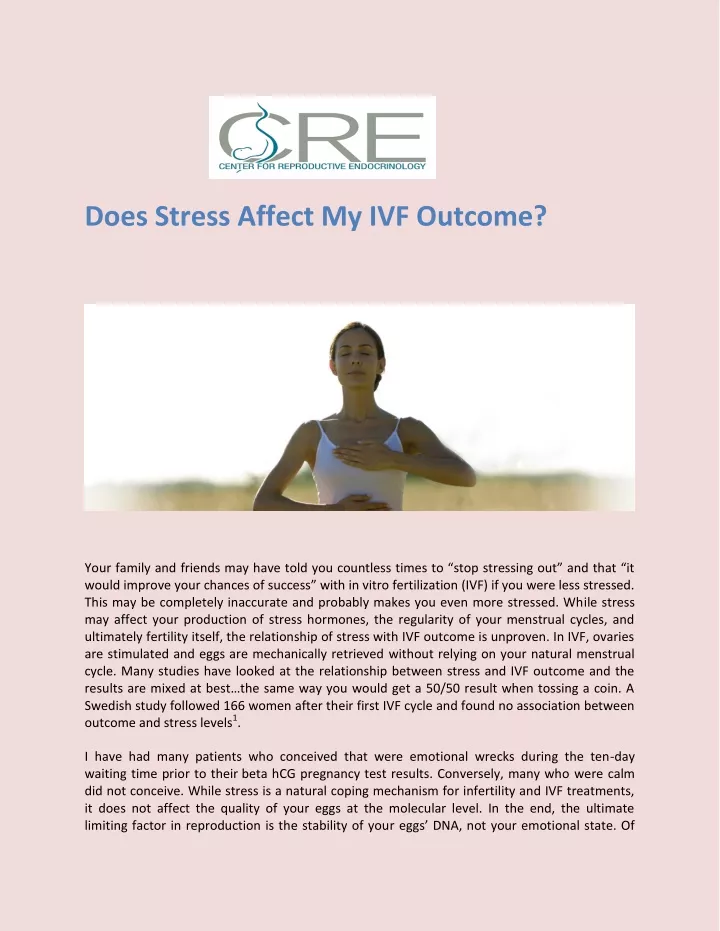 does stress affect my ivf outcome