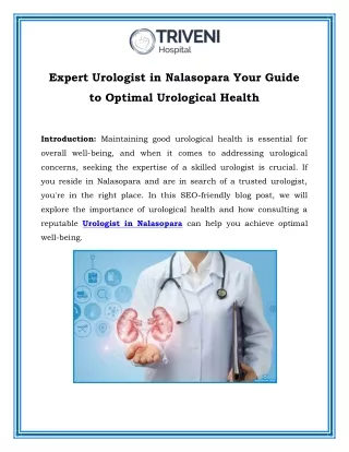 Expert Urologist in Nalasopara Your Guide to Optimal Urological Health