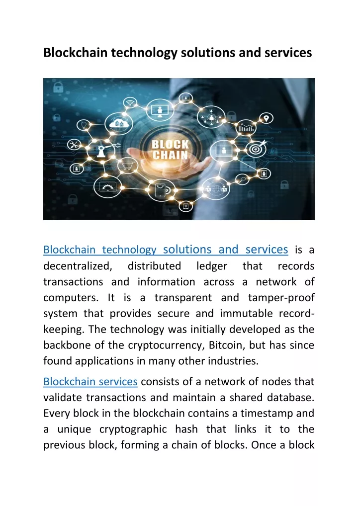 blockchain technology solutions and services