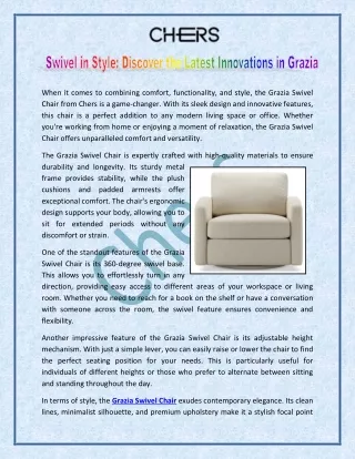 Swivel in Style Discover the Latest Innovations in Grazia Swivel Chair