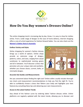 How Do You Buy Women's Dresses Online in Australia?