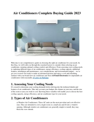 Air Conditioners Complete Buying Guide 2023