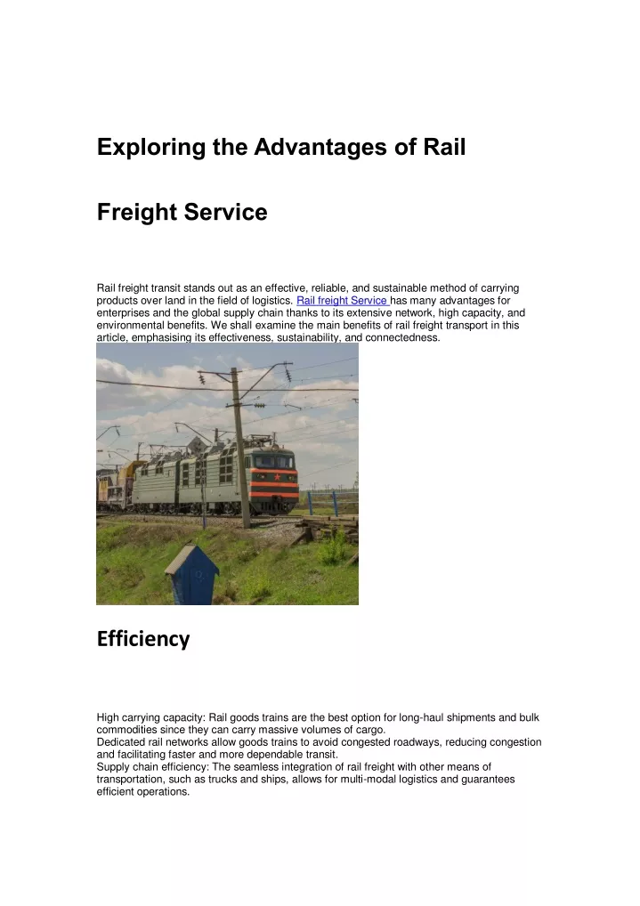 exploring the advantages of rail