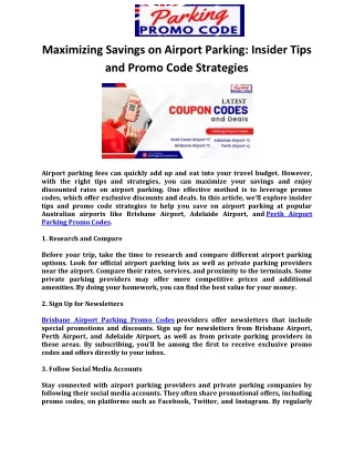 Maximizing Savings on Airport Parking Insider Tips and Promo Code Strategies