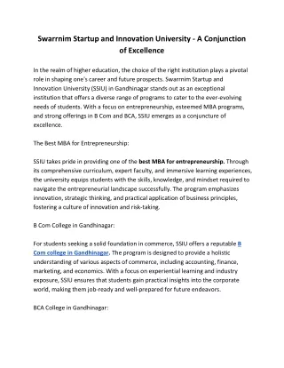 swarrnim startup and innovation university