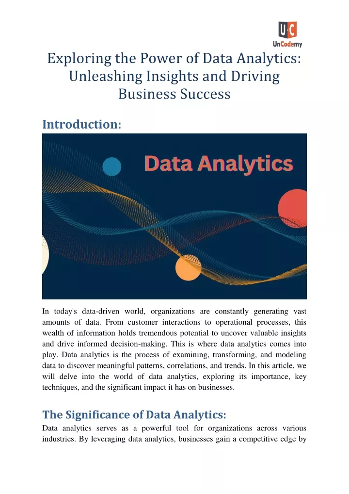 exploring the power of data analytics unleashing