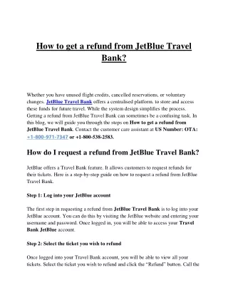 how to get a refund from jetblue travel bank