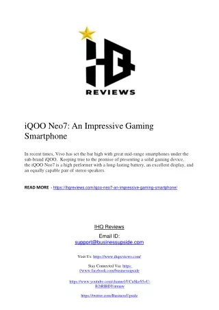 iQOO Neo7: An Impressive Gaming Smartphone