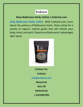 Shop Bobinsana Herbs Online | Endosist.com